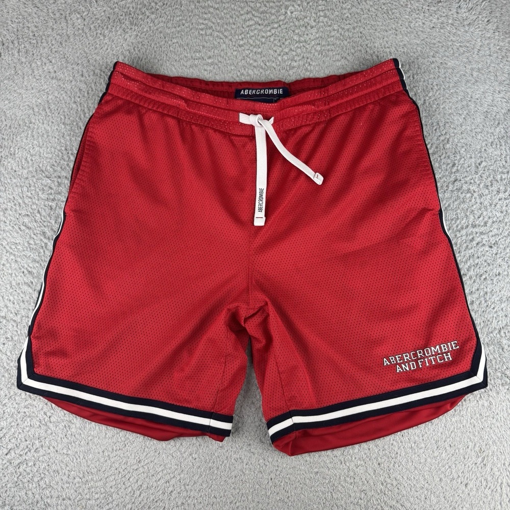 Vintage 90s Y2K Abercrombie & Fitch Mens Large Spell‎ Out Mesh Basketball Shorts